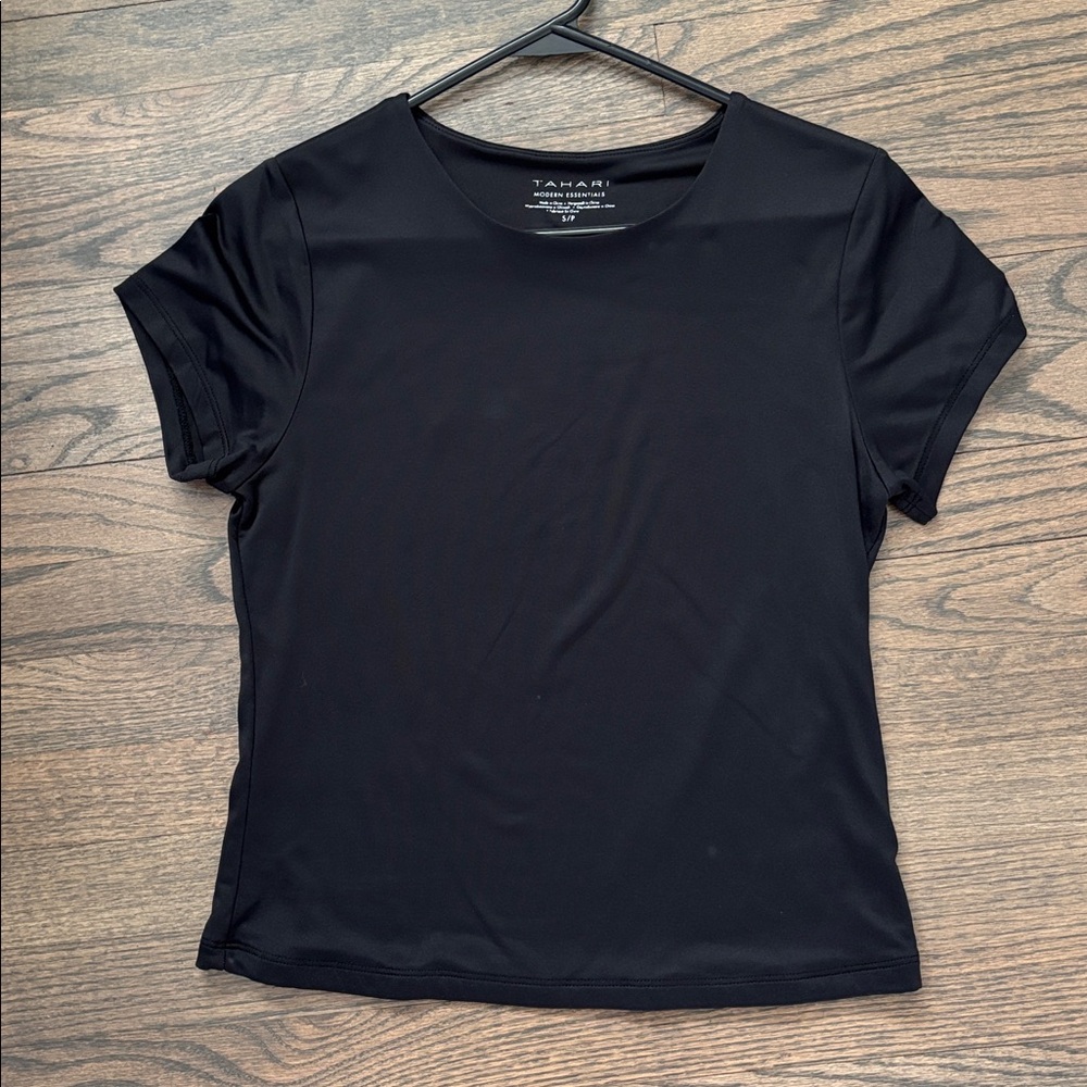 Tahari Black Short Sleeve Women's Tee